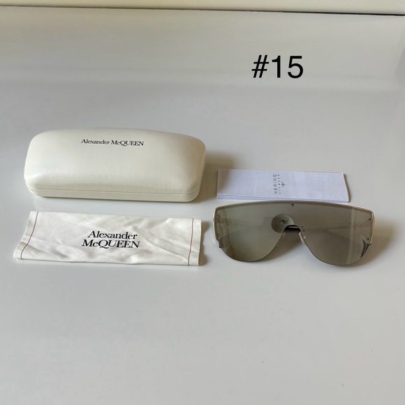 Alexander McQueen Oversize Mask Sunglasses AM04574-004 Silver Grey 99mm-1-145 main image 15